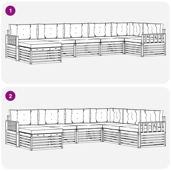 Utomhussoffset med kudde 7 pcs Vit och antracit