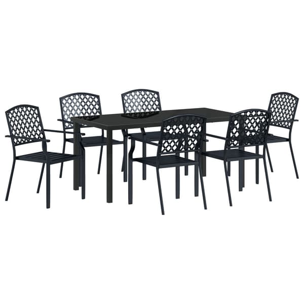 Trädgårdsmöbelset 7 pcs Antracit Pulverlackerat stål