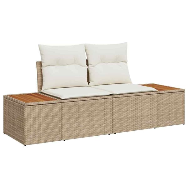 Trädgårdsoffset 8 st 7-Antal sittplatser Beige Poly rattan