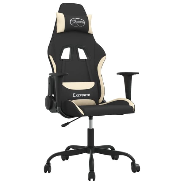 Gamingstol svart och gräddvit tyg