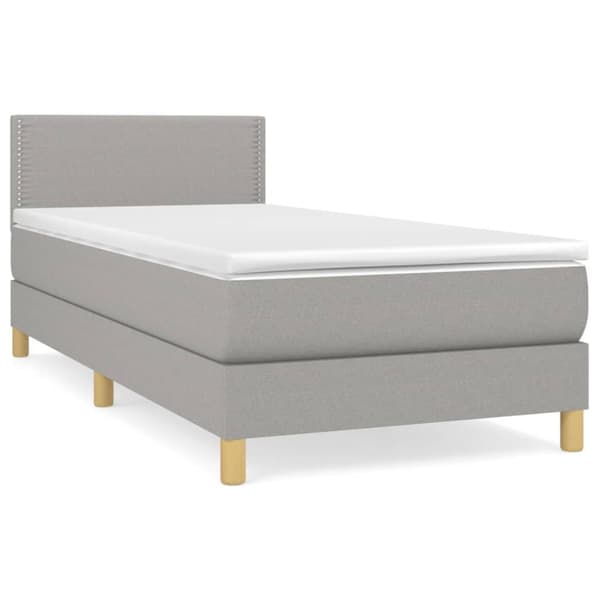 Ramsäng med madrass ljusgrå 90x200 cm tyg
