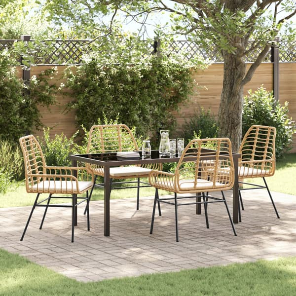Trädgårdsmöbelset 5 pcs Brun konstrotting