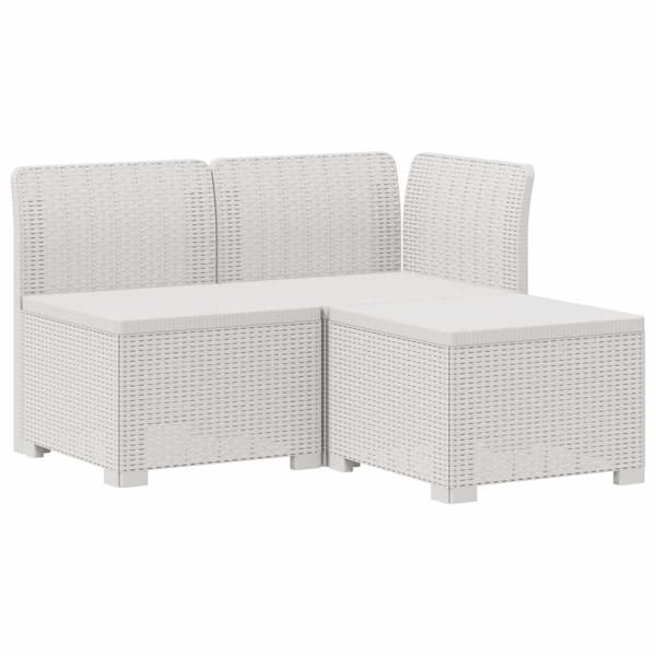 3-sits trädgårdsoffa med kuddar Rattan-look PP Vit