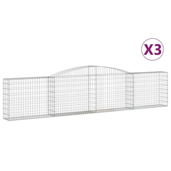Gabioner bågformade 3 st 400x30x80/100 cm galvaniserat järn