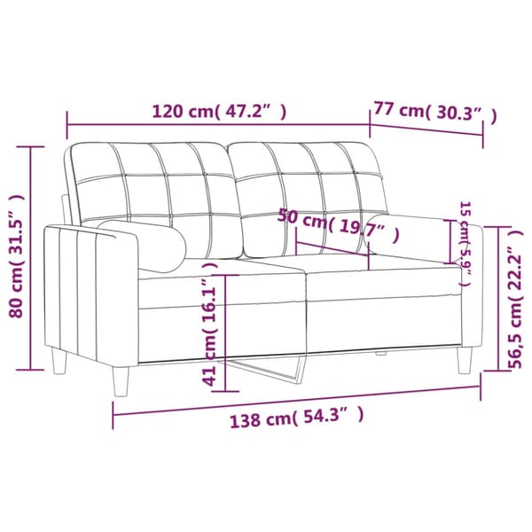 2-sits soffa med prydnadskuddar mörkgrå 120 cm tyg