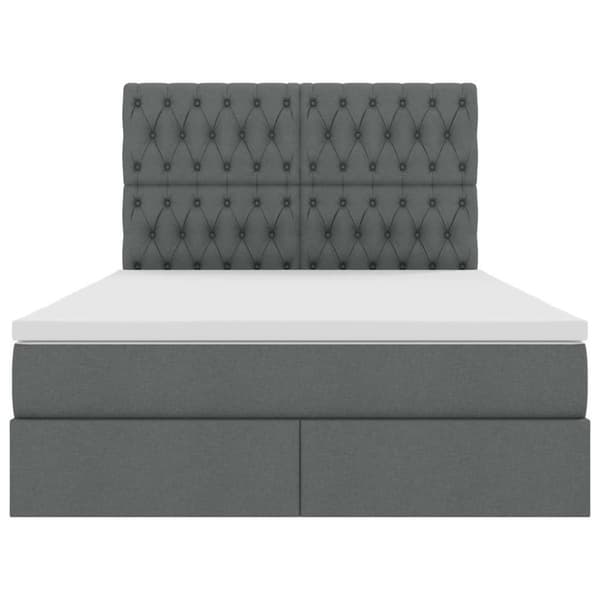 Förvaringssäng med madrass Mörkgrå 140 x 200 cm Polyester