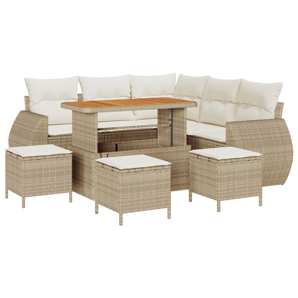 Trädgårdsoffset 9 st 8-Antal sittplatser Beige och gräddfärgad
