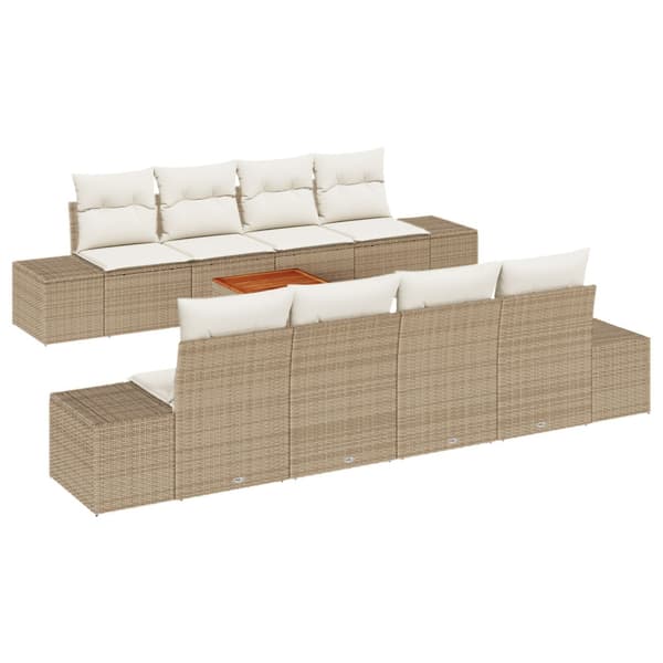 Trädgårdsoffset 9 pcs Beige och gräddfärgad konstrotting