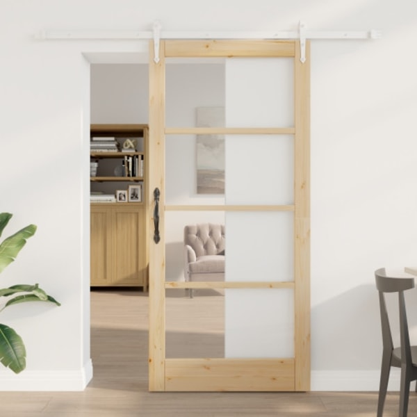 Gliddörr med Rälsset 93x202 cm Massivt Tallträ