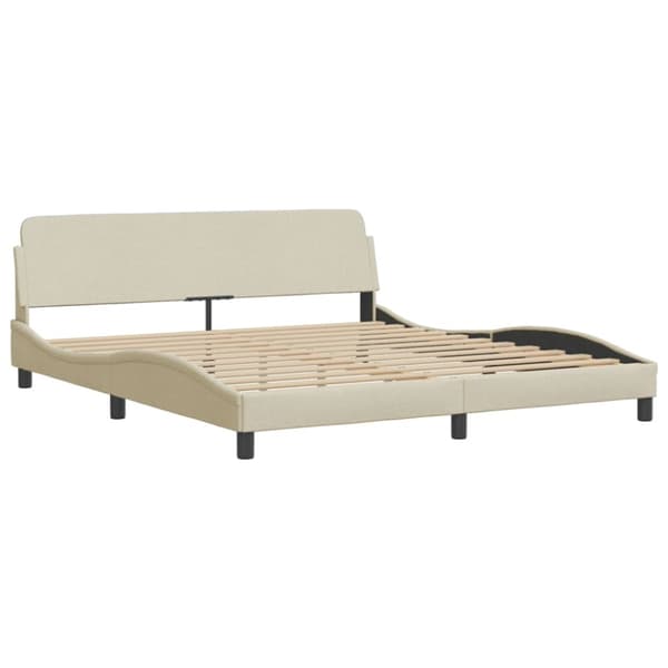 Bed Frame without Mattress "Hvar" Cream 180x200 cm Fabric