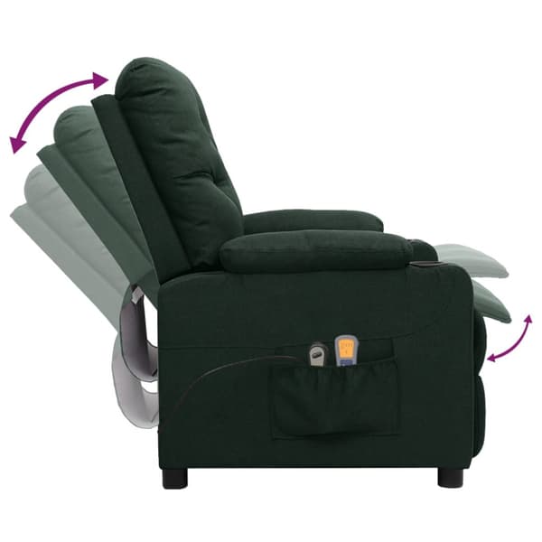 Massagefåtölj mörkgrön tyg
