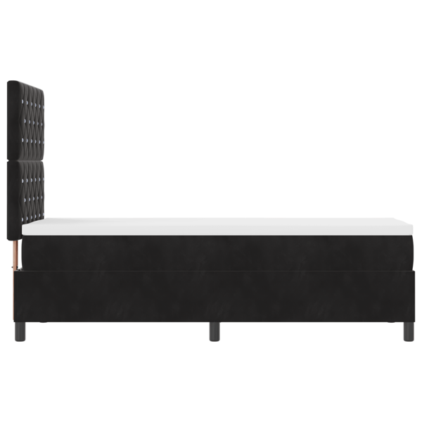 LED Box Säng med madrass Svart 80 x 200 cm Sammet