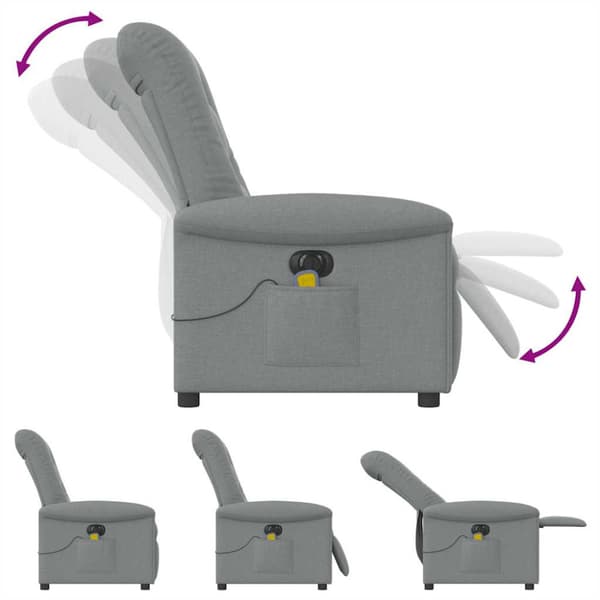 Elektrisk massagefåtölj ljusgrå tyg