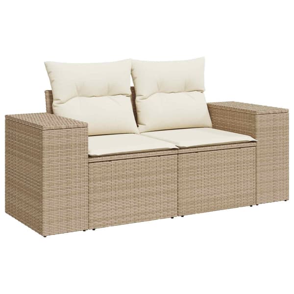 Soffset 5 st Beige och krämvit Poly Rattan och stål