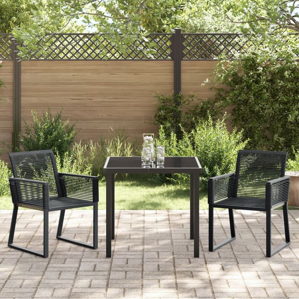 Trädgårdsmöbelset 3 pcs Svart Pulverlackerat stål