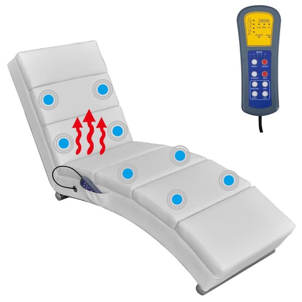 Massagefåtölj vit konstläder