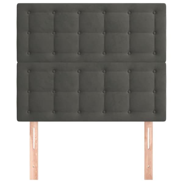 Sänggavel mörkgrå 90x5x118/128 cm sammet