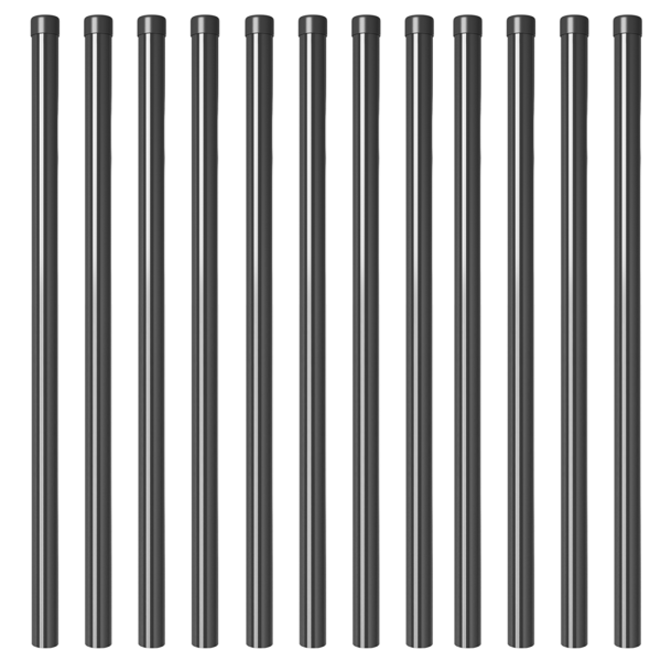 Stängselstolpe 12 pcs Grå 100 cm Pulverlackerad stål