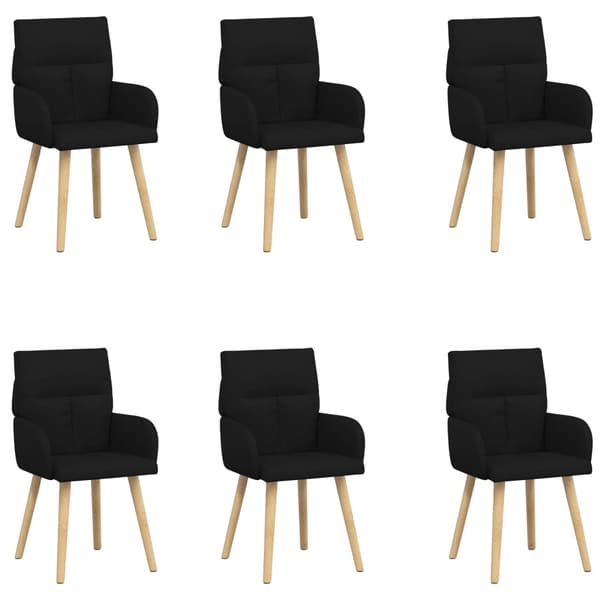 Matstolar 6 pcs Tyg Svart 60 x 56 x 96 cm