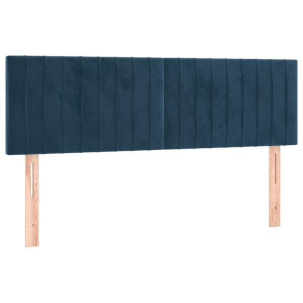 Ramsäng med madrass mörkblå 140x190 cm sammet