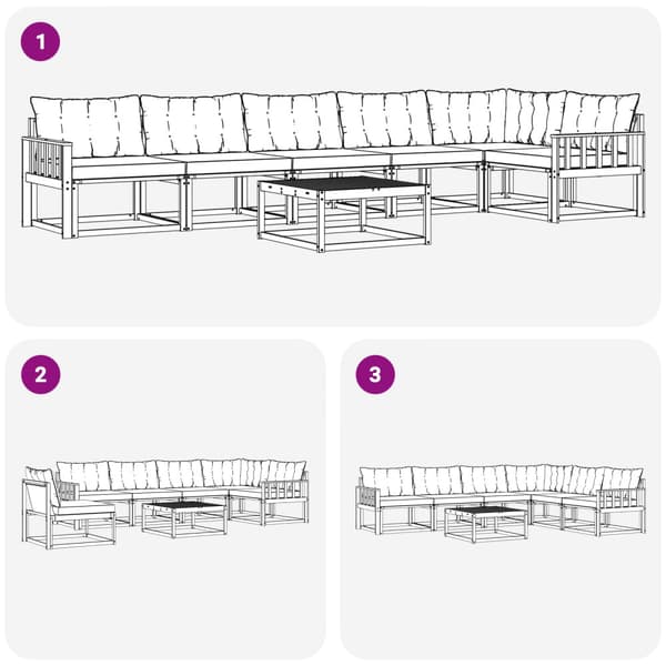 Utomhussoffset med kudde 7 pcs Naturlig och Grädde