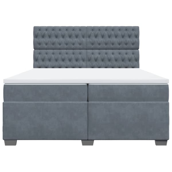 Ramsäng med madrass mörkgrå 200x200 cm sammet