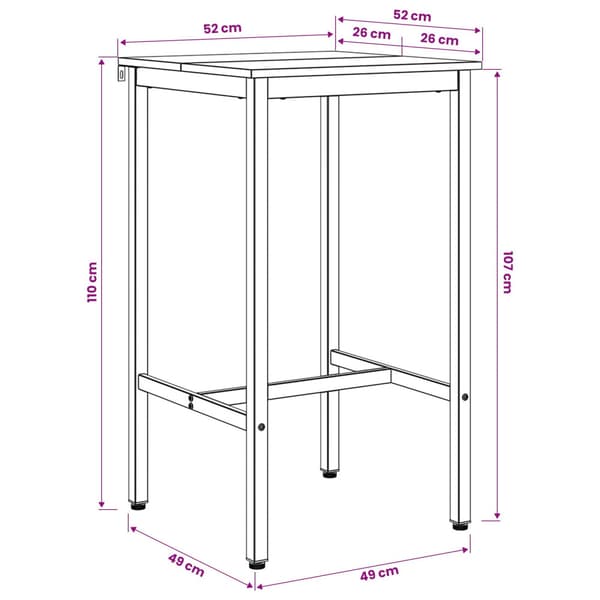Barbord 52 x 52 x 110 cm Konstruerat trä Artisan-ek Rektangulär