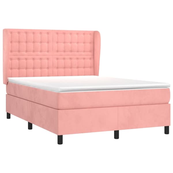Ramsäng med madrass rosa 140x200 cm sammet