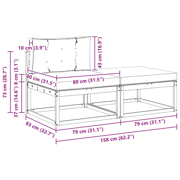 2 Stycke Utomhuspall Polyester Vit
