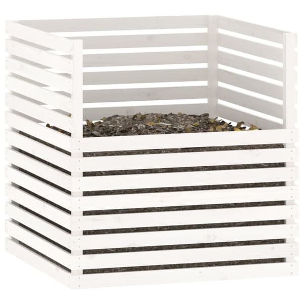 Kompostlåda vit 100x100x102 cm massiv furu