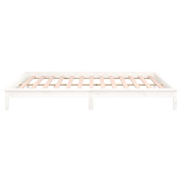 Sängram LED vit 135x190 cm massivt trä