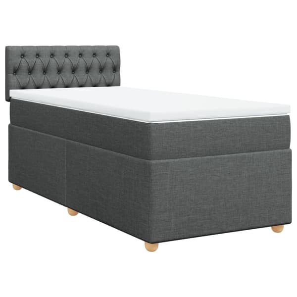 Ramsäng med madrass mörkgrå 100x200 cm tyg