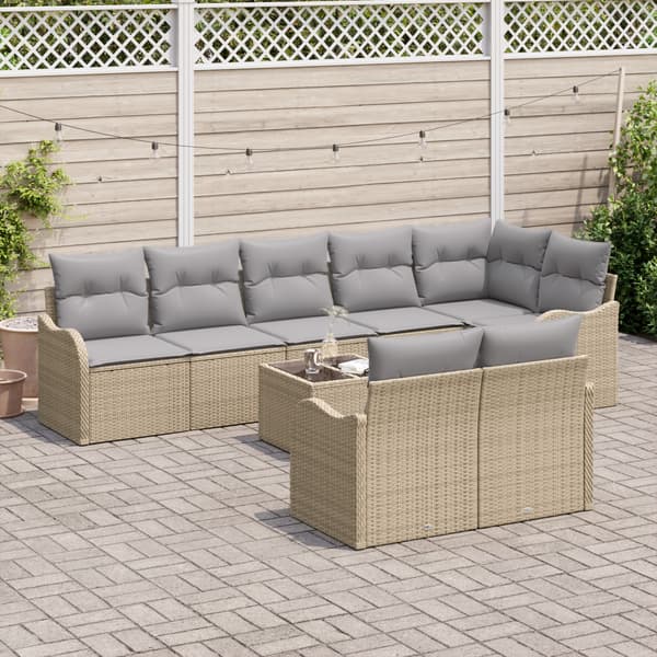 Trädgårdsoffset 9 st Beige och Ljusgrå konstrotting