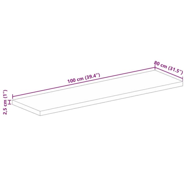 Bordsskiva 100x80x2,5 cm rektangulär massiv akacia