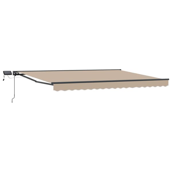 Manuell markisram med LED-lampor Beige 4 × 3,5 m