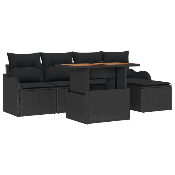 Trädgårdsoffset med lagring 6 pcs Svart Poly rattan