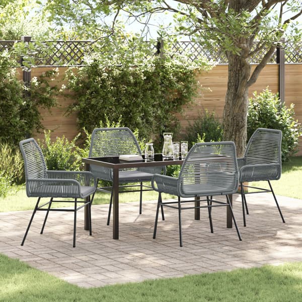 Trädgårdsmöbelset med kudde 5 pcs Grå konstrotting