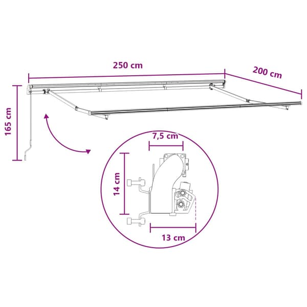 Utdragbar markis Sand 2,5 x 2 m tyg
