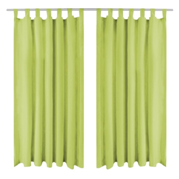 Gardiner i microsatin 2 st med öglor 140x225 cm grön