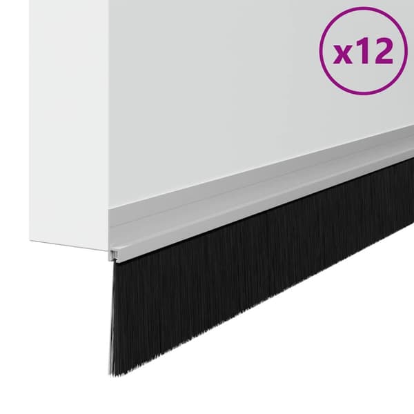 Självhäftande dörrborstlist 12 pcs Silver 100 cm