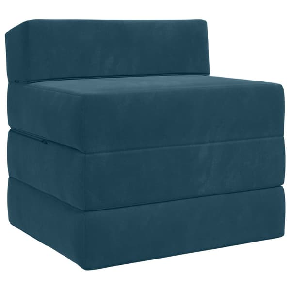 Fällbar Soffbed Blå 200 x 70 x 10 cm Sammet