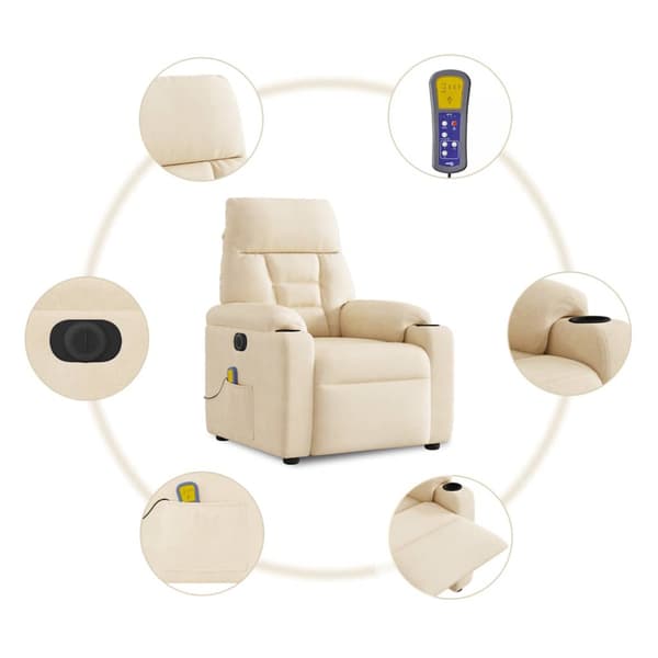 Elektrisk massagefåtölj beige mikrofibertyg