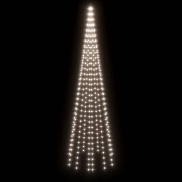 Julgran på flaggstång kallvit 310 LEDs 300 cm