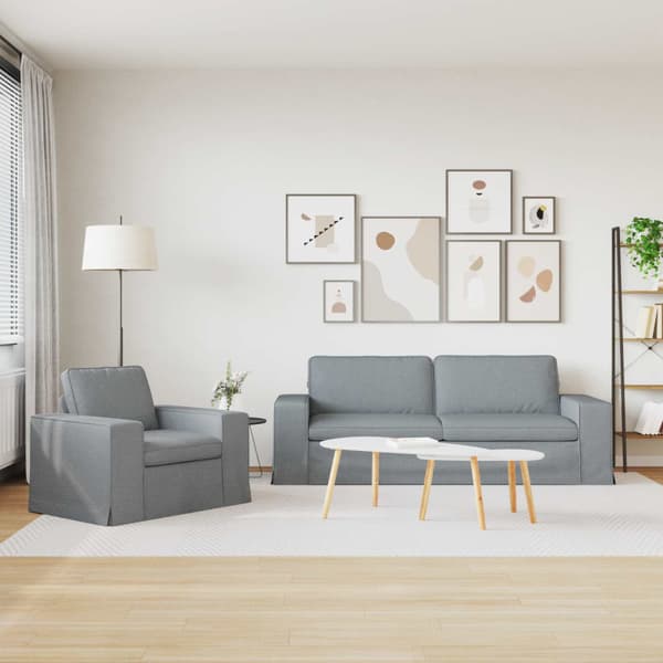 Soffset 2 pcs Ljusgrå 222 x 80 x 82 cm tyg