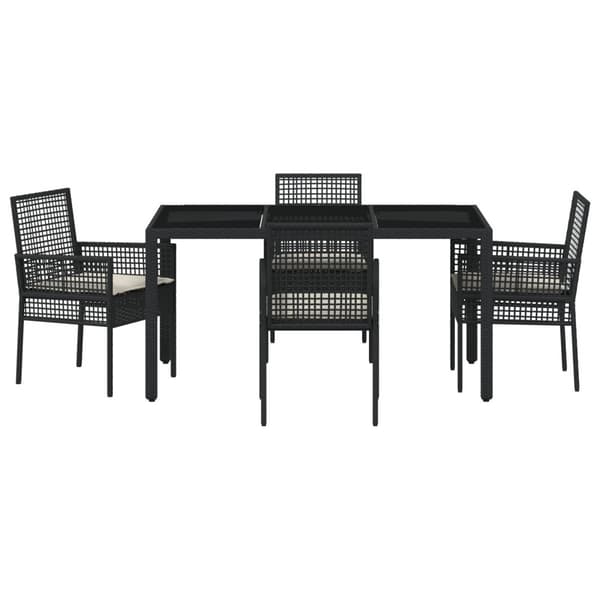 Trädgårdsmöbelset 5 pcs Svart konstrotting