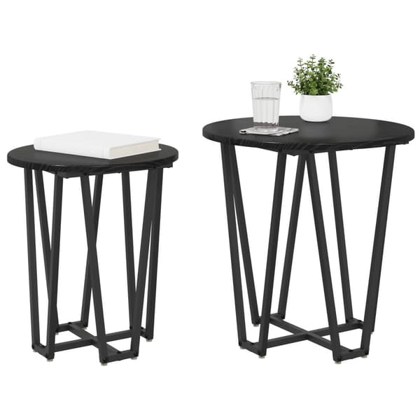 Sidobordsset 2 pcs Svart Ek