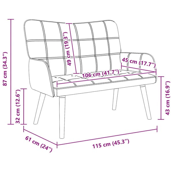 Tvåsitssoffa Vit 115 x 61 x 87 cm tyg