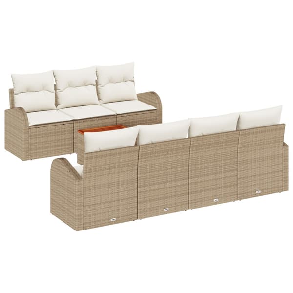 Trädgårdsoffset 8 pcs Beige och gräddfärgad konstrotting