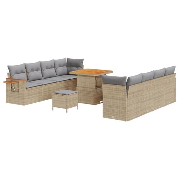Trädgårdsoffset med kudde 11 pcs Beige och Ljusgrå