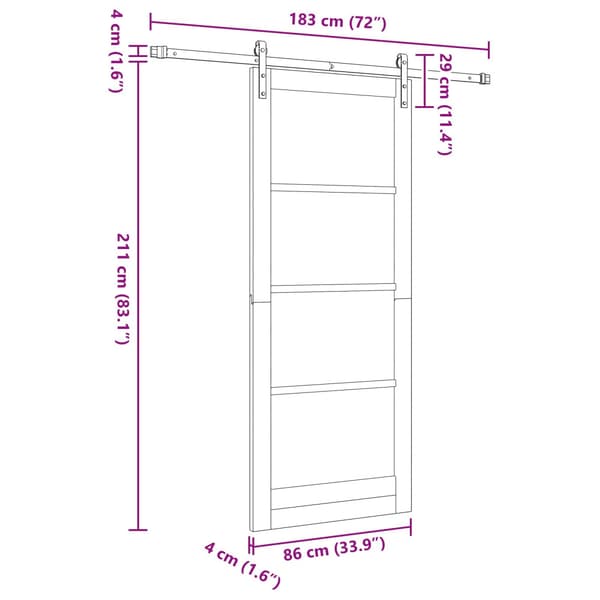 Skjutdörr 86 x 211 cm Konstruerat trä Vit